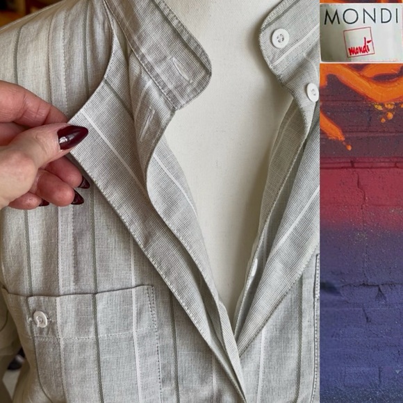 Mondi Women's Light Gray Striped button-down shirt - Picture 4 of 10